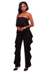 Sexy Black Delicate Ruffle Trim Strapless Jumpsuit